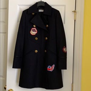 Coach Navy Patchwork Wool Coat